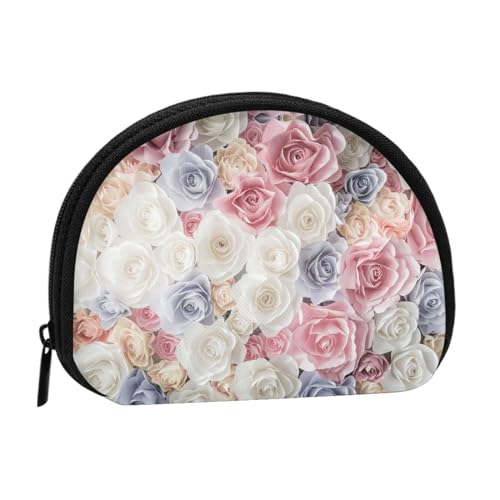 Lake Under Sunset Shell Aufbewahrungstasche, kompakte und praktische Brieftasche für Kleingeld, Rose Blume Floral, Einheitsgröße von FEETOX