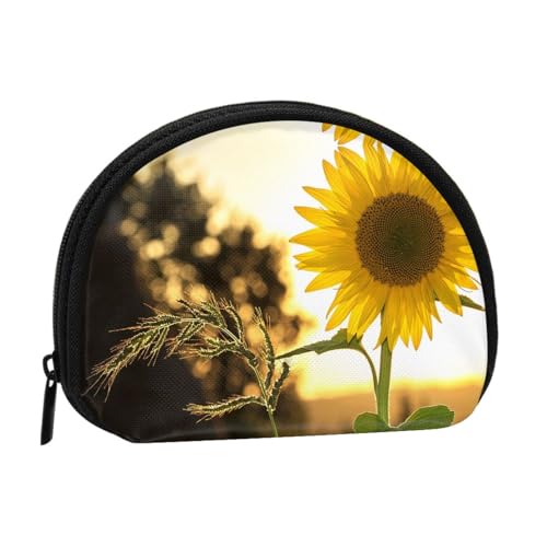 Lake Under Sunset Shell Aufbewahrungstasche, kompakte und praktische Brieftasche für Kleingeld, Sonnenblumen, Einheitsgröße von FEETOX