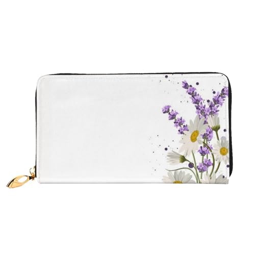 Lavendel Blume Lange Kupplung Brieftasche Leder Geldbörsen Clutch Leder Geldbörsen Mode Leder Geldtasche Lange Bifold Leder Billfold, Schwarz , Einheitsgröße von FEETOX