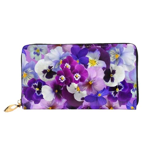 Lila Blume Lange Kupplung Brieftasche Leder Geldbörsen Clutch Leder Geldbörsen Mode Leder Geldtasche Lange Bifold Leder Billfold, Schwarz , Einheitsgröße von FEETOX