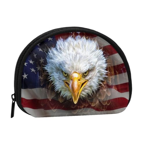 Niedliche Schaf-Lammschalen-Aufbewahrungstasche, kompakte und praktische Brieftasche für Kleingeld, American Bald Eagle, Einheitsgröße von FEETOX