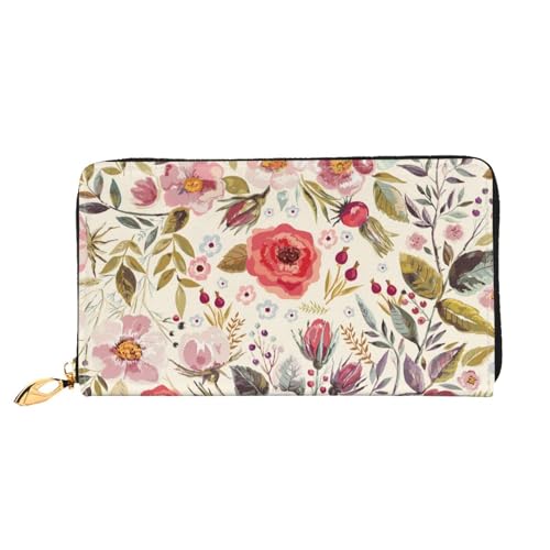 Rustikale Rose Blume Lange Kupplung Brieftasche Leder Geldbörsen Clutch Leder Geldbörsen Mode Leder Geldtasche Lange Bifold Leder Billfold, Schwarz , Einheitsgröße von FEETOX