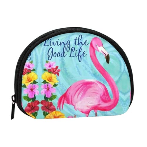 United States Marine Shell Aufbewahrungstasche, kompakte und praktische Brieftasche für Kleingeld, Flamingo Blumen, Einheitsgröße von FEETOX