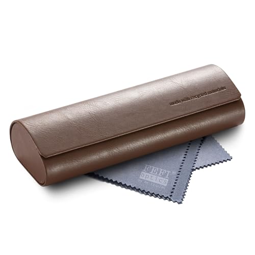 FEFI Brillenetui Hardcase – Nachhaltig & ökologisch mit recyceltem Material – Softtouch & weiches Innenfutter – Magnetverschluss – Perfekter Schutz – Inkl. Mikrofasertuch – Damen & Herren (Braun) von FEFI