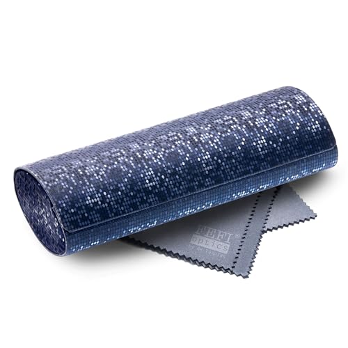 FEFI Brillenetui Hardcase – atemberaubende Glitzer-Optik in Premium Qualität – Magnetverschluss – Perfekter Schutz – inkl. Mikrofasertuch – Damen & Herren (Blau) von FEFI