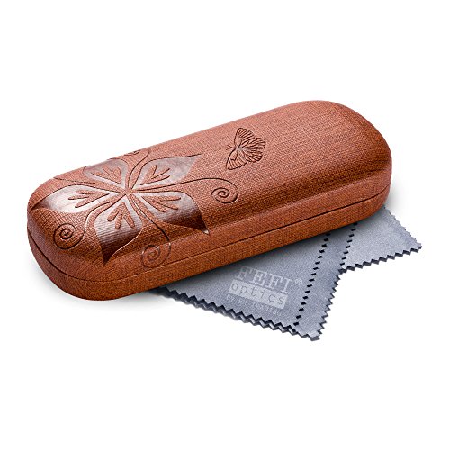 FEFI Hardcase Brillenetui Nature - geprägtes Blumen-Design (braun) von FEFI