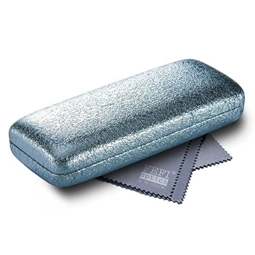 FEFI - Stabiles Hardcase Brillenetui im metallic blauen Glitter-Look (blau) von FEFI