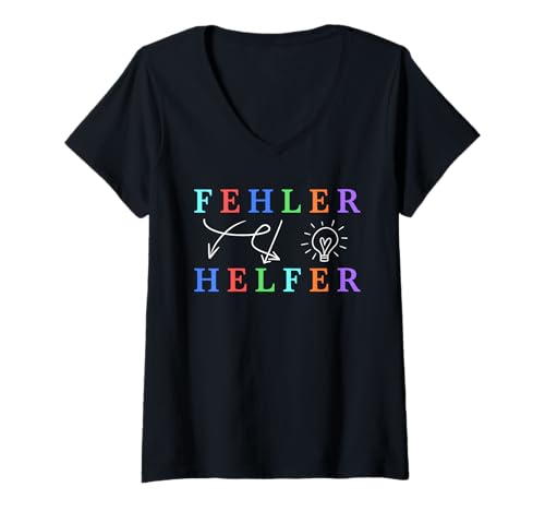 Damen Fehler Helfer X Student Lehrerin Lehrer Schule Nachhilfe T-Shirt mit V-Ausschnitt Damen Fehler Helfer X Student Lehrerin Lehrer Schule Nachhilfe T-Shirt mit V-Ausschnitt von FEHLER HELFER - Nachhilfe Lehrer Schüler Lehramt