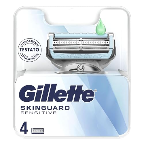 Ersatzklingen, SKINGUARD SENSITIVE Hilft Irritationen zu reduzieren, Präzisionstrimmer, Schmierstreifen vor und nach den Klingen mit einem Hauch von Aloe (Packung mit 4 Ersatzteilen) von FEI FAN