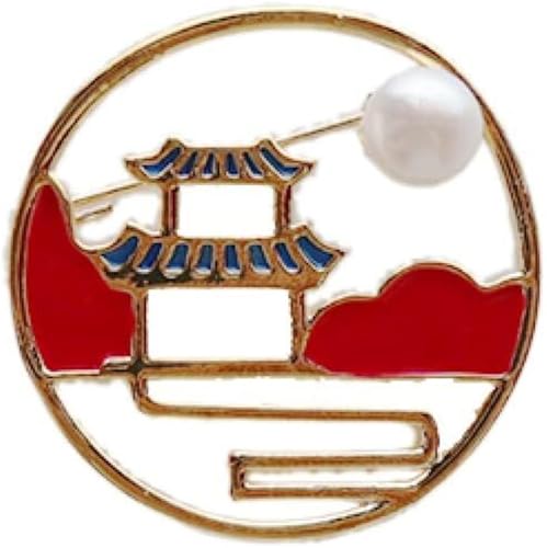Modische Schmuck, exquisite Kragen, Abzeichen Brosche Anstecknadel Klassischer chinesischer Stil Nationaler Trend Perle mit Pullover Kleine Anzugjacke Mantel Zubehör(Red) von FEIAOPE