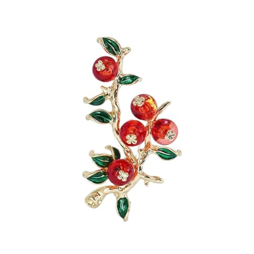 Modische Schmuck, exquisite Kragen, Herbst Winter Luxus Persimmon Form Brosche Chinesischen Stil Neue Jahr Pin Anzug Revers Abzeichen Kleidung Mantel Zubehör(Red) von FEIAOPE