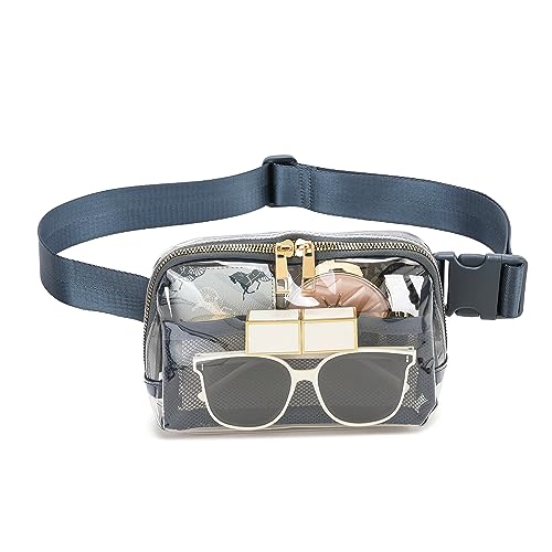 Transparente Gürteltasche, transparent, Stadiongenehmigt, für Damen und Herren, mit verstellbarem Riemen, transparente Umhängetasche, Hüfttasche für Konzerte, Sport, Reisen, Wandern, Laufen, Blau, von FEIBOON