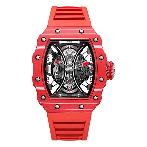 FEICE Armbanduhr Automatik Analog Mechanische Herrenuhr mit Fluorkautschukband Hohl Geschnitztem Design Japanische Automatikwerk Wasserdicht 5 ATM - FM602 von FEICE