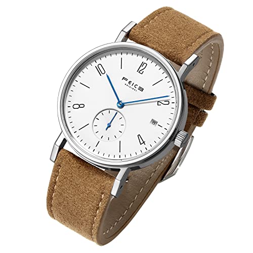FEICE Unisex Uhr Mechanische Automatikwerk mit Saphirglas Lederarmband Ø38mm - FM201 (Brown) von FEICE