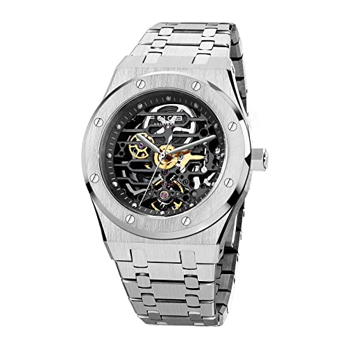 FEICE Automatikuhr Herren Skeleton Uhr Handgelenk Mechanische Uhren Edelstahl Saphirspiegel 42MM von FEICE