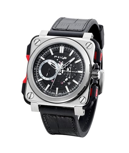FEICE Eckige Herren Armbanduhr Mechanische Automatik Herrenuhr Saphirglas Schwarzes graviertes Zifferblatt Wasserdicht bis 10 ATM - FM507 von FEICE