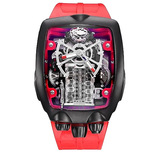 FEICE FM666 Herrenuhr Skelett großes Gehäuse mechanische Uhr automatische Herrenuhr Rot, rot, Modern von FEICE