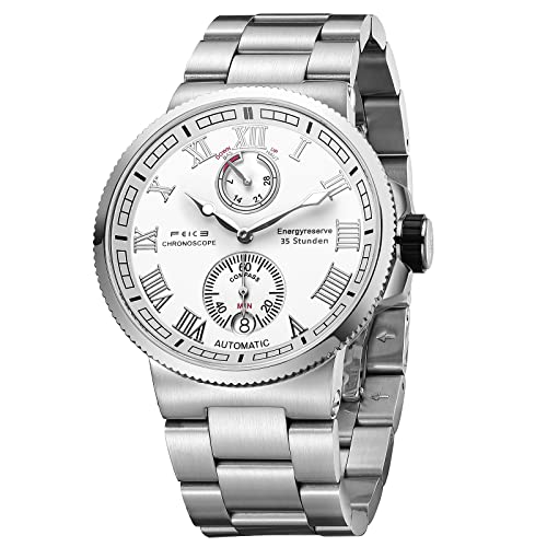 FEICE Herren Automatikuhr mechanische Analog Wasserdicht Armbanduhr Saphir Sport Schwimmen Herren Armbanduhr Casual Dress Uhren FM1405 Kleid weiß von FEICE