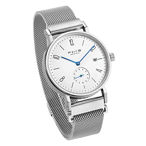 FEICE Lässige Automatik-mechanische Herren-Uhren Saphir-synthetische Spiegel Armbanduhren #FM201 (Silber) von FEICE