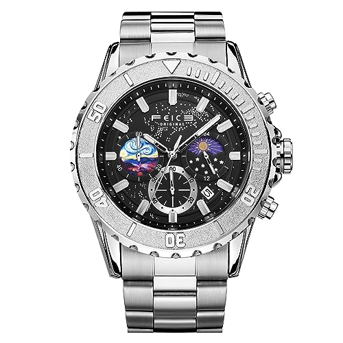 FEICE Quarzuhr Multi Zifferblatt 24 Stunden Kalender Business-Freizeituhr Modische Uhren Herren Einzigartig FK131 von FEICE