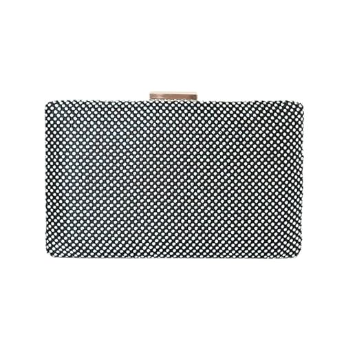 FEICHANGWM Aluminiumgeflecht Mit Diamanten Abendtasche Damentasche Mit Strass Clutch Tasche Schwarz von FEICHANGWM