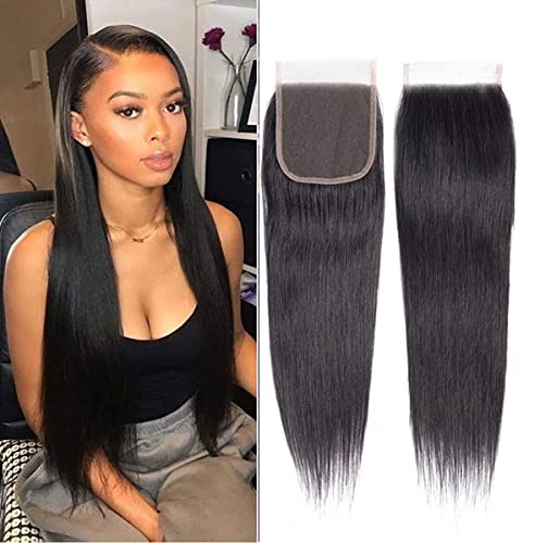 Verschluss Echthaar 4 x 4 HD Lace Closure Brasilianisches Haar für schwarze Frauen glattes natürliches Remy-Haar weiche Schweizer Spitze 20,3 cm Verschluss Echthaar 4 x 4 HD Lace Closure Brasilianisches Haar für schwarze Frauen glattes natürliches Remy-Haar weiche Schweizer Spitze 20,3 cm von FEICUI