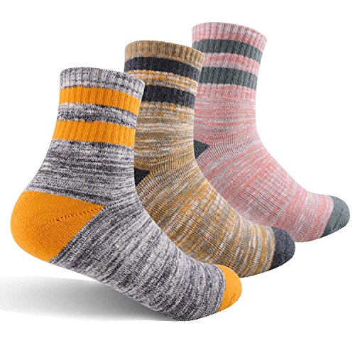 FEIDEER Damen-Wandersocken, Multipack, Outdoor-Freizeitsocken, feuchtigkeitsableitende, gepolsterte Crew-Socken, Medium von FEIDEER