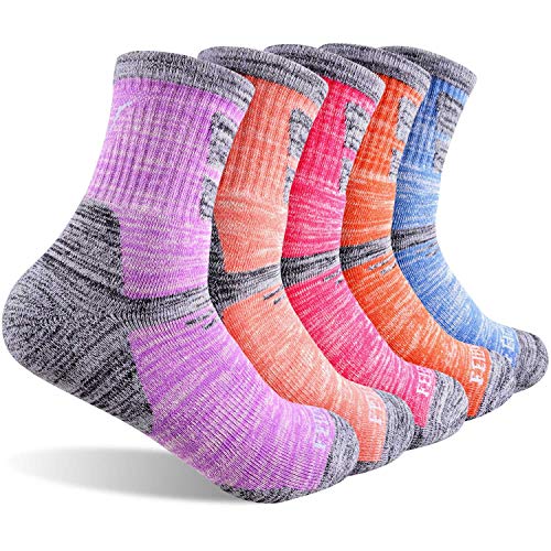 FEIDEER Wandersocken für Damen, Multipack Outdoor-Socken für Freizeitaktivitäten, feuchtigkeitsableitende Crew-Socken - - Large von FEIDEER