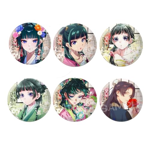 Apothecary Diary Abzeichen 6er-Set Niedliche Maomao & Jinshi Figuren-Brosche mit Rückseite Rucksack-Dekorationszubehör Apothecary Diary Fan-Kollektion von FEIDIAO