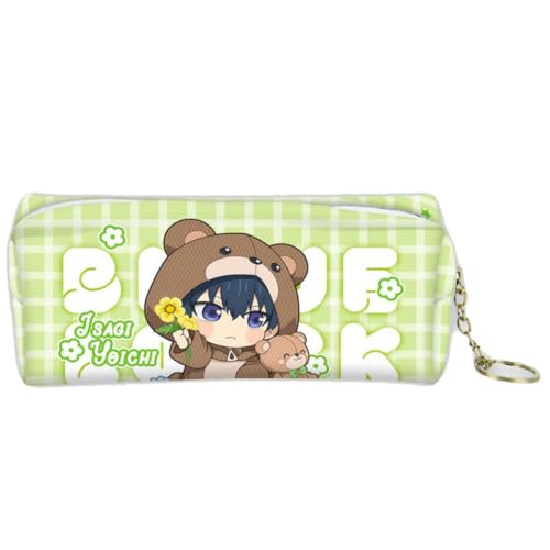 FEIDIAO Blau Lock Bleistift Fall Niedlich Anime Figur Stift Fall Schule Große Kapazität Stift Tasche Tragbare PU Kosmetik Beutel (B) von FEIDIAO