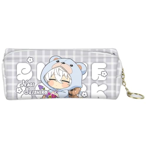FEIDIAO Blau Lock Bleistift Fall Niedlich Anime Figur Stift Fall Schule Große Kapazität Stift Tasche Tragbare PU Kosmetik Beutel (F) von FEIDIAO
