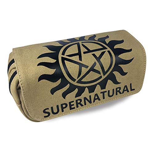 FEIDIAO Super Natural Sam Dean Leinwand Federmäppchen Student Federbeutel Cartoon Make-up Tasche Kosmetiktasche Reißverschluss Schreibwaren Tasche von FEIDIAO