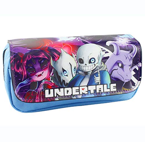 FEIDIAO Undertale Pencil Case Blau Undertale Sans Student Pen Pouch Briefpapier Tasche Tragbare Kosmetiktasche mit Reißverschluss (B) von FEIDIAO