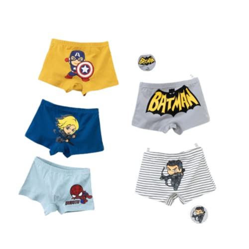 FEIFEI'S Bow 5er-Pack Jungen Kinder Hero Superheld Spider Batman Unterwäsche Kleinkind Slips Shorts Hosen Baumwolle Unterhose Box Geschenkset, Set01 4-5 Jahre, 104 von FEIFEI'S BOW