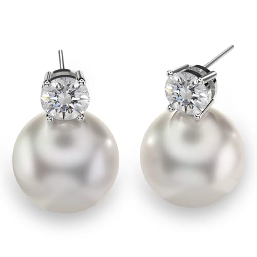 925 Silber Perlen Moissanit Ohrstecker, laborgezüchtete Diamanten, 18K Weißgold plattiert, Süßwasserperlen Ohrstecker, Damen Geschenk. 925 Silber Perlen Moissanit Ohrstecker, laborgezüchtete Diamanten, 18K Weißgold plattiert, Süßwasserperlen Ohrstecker, Damen Geschenk. von FEIKFEIZ