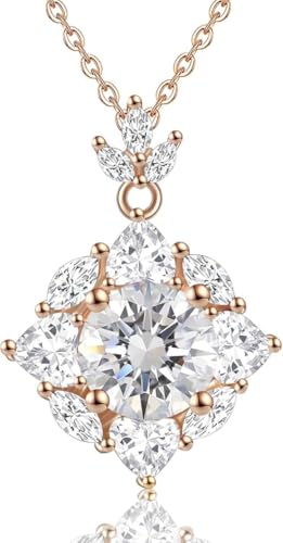 FEIKFEIZ Damen-Moissanit-Anhänger-Halskette, 2CT Labor-gezüchtete Diamanten, Silber vergoldet mit 18K Roségold, Schmuckgeschenk, die Halskette ist wasserfest. FEIKFEIZ Damen-Moissanit-Anhänger-Halskette, 2CT Labor-gezüchtete Diamanten, Silber vergoldet mit 18K Roségold, Schmuckgeschenk, die Halskette ist wasserfest. von FEIKFEIZ