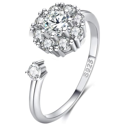 FEIKFEIZ Damen-Moissanit-Ring, 925er Silber mit 18K Weißgold plattiert, im Labor gezüchteter Moissanit-Diamant, verstellbarer Silberring mit offenem Design, Verlobungsring, Schmuckgeschenk. FEIKFEIZ Damen-Moissanit-Ring, 925er Silber mit 18K Weißgold plattiert, im Labor gezüchteter Moissanit-Diamant, verstellbarer Silberring mit offenem Design, Verlobungsring, Schmuckgeschenk. von FEIKFEIZ