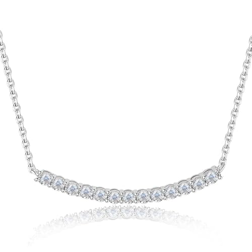 FEIKFEIZ Damen Moosansit Halskette, 925 Silber vergoldet mit 18K Weißgold, 13 Laborkultivierte Moosansit-Diamanten von je 0,5 CT, Halskette mit Anhänger aus Silber, eine Juwelierie-Geschenkidee. von FEIKFEIZ