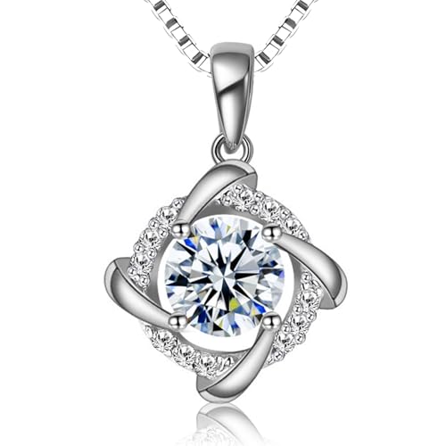 FEIKFEIZ Damen-Moissanit-Halskette, 925er Silberanhänger, Moissanit-Diamant 1CT, laborgezüchtet, 925er Silber vergoldet mit 18K Weißgold, Anhänger-Schmuck, inklusive Geschenkbox. FEIKFEIZ Damen-Moissanit-Halskette, 925er Silberanhänger, Moissanit-Diamant 1CT, laborgezüchtet, 925er Silber vergoldet mit 18K Weißgold, Anhänger-Schmuck, inklusive Geschenkbox. von FEIKFEIZ