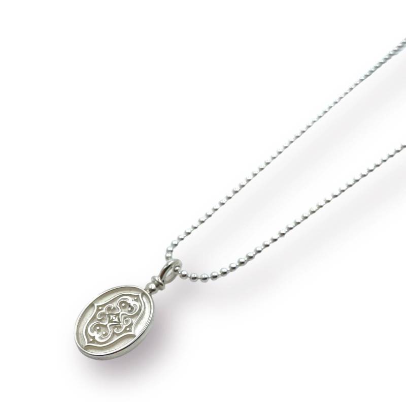 Ornament Anhänger/ Oval M. Zier-Aufhängung An Kugelkette in 925Er Silber/ Rhod von FEINFORMGoldschmiede