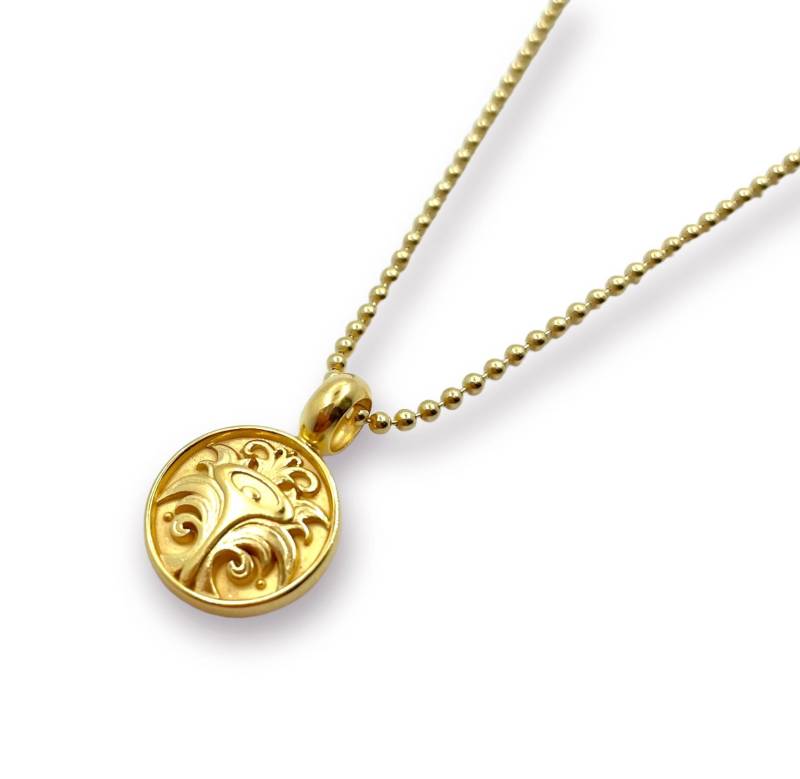 Unikat Anhänger Modell "Calla" & Kugelkette in 925Er Silber Mit 750Er Gelbgold Plattierung von FEINFORMGoldschmiede