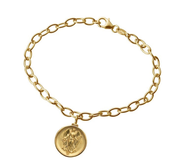 Unikat Gliederarmband Mit "Schutzengel" Amulett Anhänger in 935Er Silber 750Er Gelbgold Plattierung Unikat Gliederarmband Mit "Schutzengel" Amulett Anhänger in 935Er Silber 750Er Gelbgold Plattierung von FEINFORMGoldschmiede