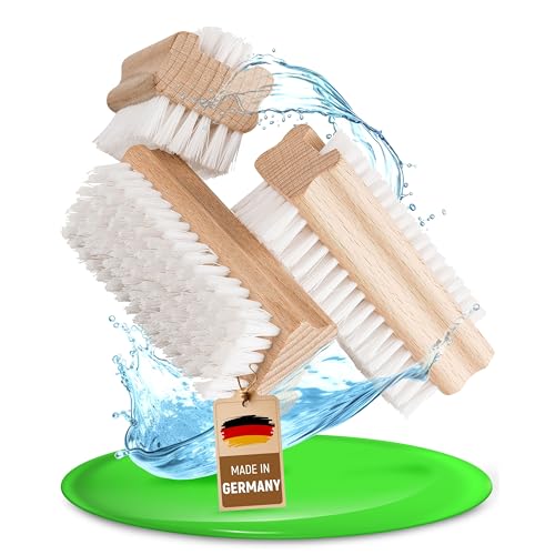 FEINHOLZ Handbürste Nagelbürste Holz (3 Stck.) mit stabilen Borsten hart und weich, Bürsten PPN, Made in Germany, Nagelbürste Kinder, Gemüsebürste, Wurzelbürste, Fingerbürste, Handwaschbürste von FEINHOLZ