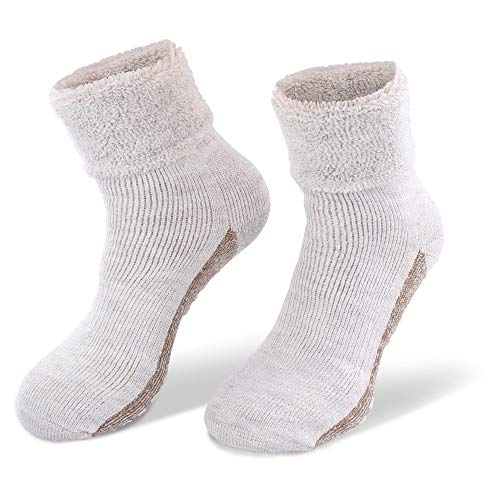 FEINSCHÖN 1 Paar Wärmende Alpaka Wollsocken - Super-Flauschig - Komfortsocken für Daheim (39-42, Beige) von FEINSCHÖN