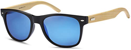 FEINZWIRN Bambus Sonnenbrille mit hochwertigen Holzbügeln aus echtem Bambus (blau) von FEINZWIRN