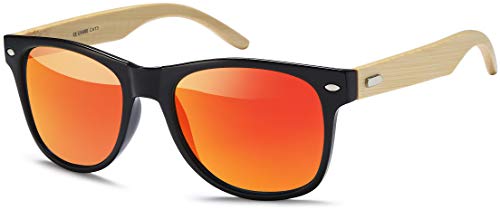 FEINZWIRN Bambus Sonnenbrille mit hochwertigen Holzbügeln aus echtem Bambus (orange) von FEINZWIRN