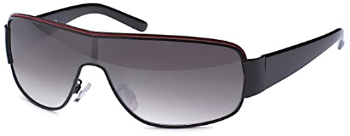 FEINZWIRN Designer Visor Sonnenbrille mit Monoscheibe und Verlaufsglas unisex Sonnenbrillen (smoke-rot) von FEINZWIRN