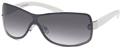 FEINZWIRN Glamour - Sonnenbrille Monoscheibe mit Strasssteinen, 2 versch. Farben, Designer -Sonnenbrille (weiss-ohne-Strass) von FEINZWIRN