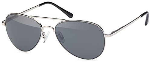 FEINZWIRN Pilotenbrille Sonnenbrille für das schmale Gesicht inkl Brillenbeutel (silber-smoke) von FEINZWIRN