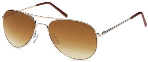 FEINZWIRN Sonnenbrille Pilotenbrille inkl. Brillenbeutel aus Microfaser für das schmale Gesicht und Köpfe, unisex, Braun von FEINZWIRN